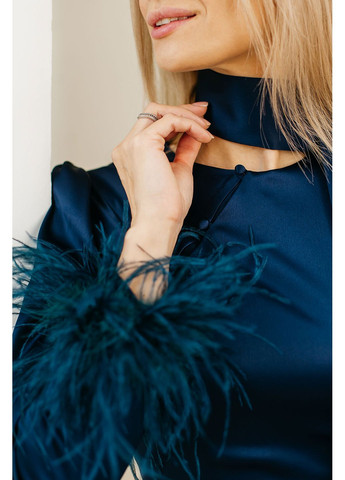 Синее женское короткое атласное платье «shine» Lana Bryk однотонное