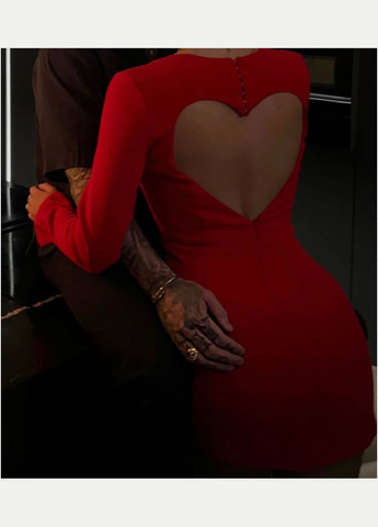 Красное праздничный, коктейльное, деловое, повседневный, откровенный, вечернее женское платье силуэтная FINO Mode сердечки