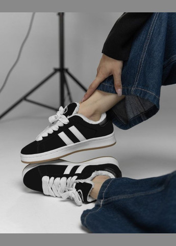 Женские зимние кроссовки на меху черные No Brand чёрные зима (305076273)