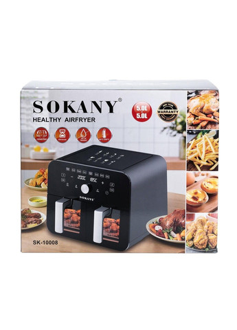 Аерогриль-фритюрниця SK-10008 на 10 літрів сенсорно-механічна з двома відділеннями 2400 Вт Sokany (333662512)