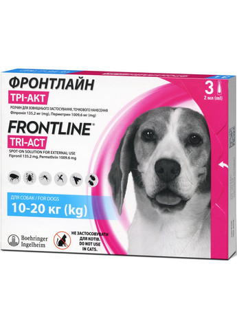 Капли противопаразитарные для собак Фронтлайн ТРИАКТ 10-20 кг M 3x2 мл (3661103046813/3661103046134) Boehringer Ingelheim (279573386)