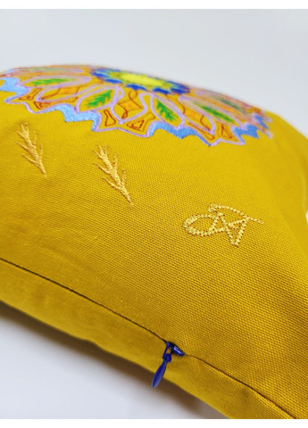 Подушка оберег Мандала Цветное Дыхание горчичный котон (NF0580) Tiferet-NF (371772221)