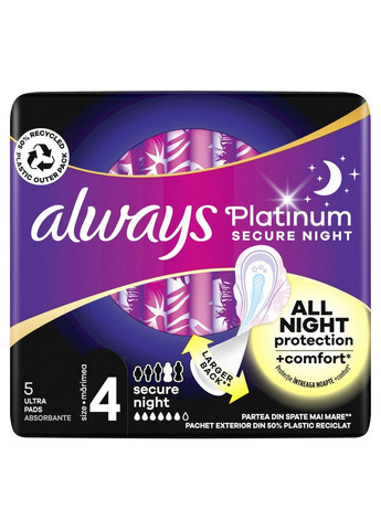 Гігієнічні прокладки Platinum Secure Night (Розмір 4) 5 шт Always (304430868)