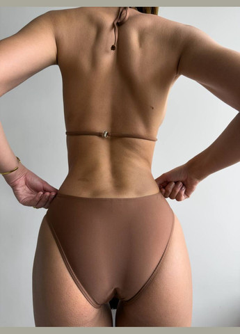 Світло-коричневий літній стильний купальник в комплекті з тунікою роздільний No Brand