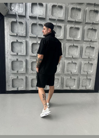 Черный летний костюм мужской - двойка, шорты + рубашка с шортами JUGO NN_brand № 2060