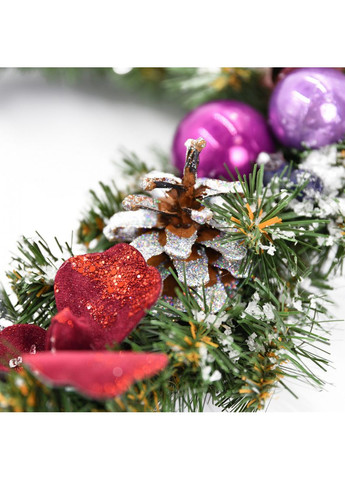 Вінок штучний різдвяний з прикрасами Камелія 904444 35 см Yes (369345437)