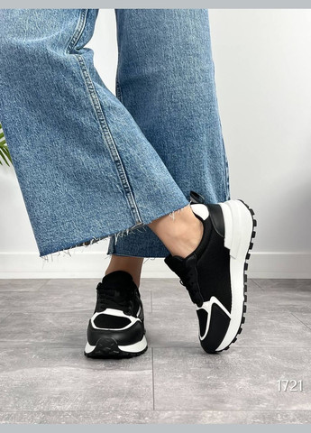Черно-белые всесезонные стильные женские кроссовки No Brand
