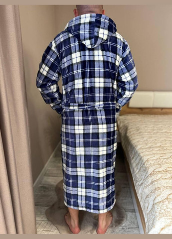 Халат чоловічий махровий XXL Синій в клітинку (П4К-Al-male-halat-008-03) No Brand (323160824)