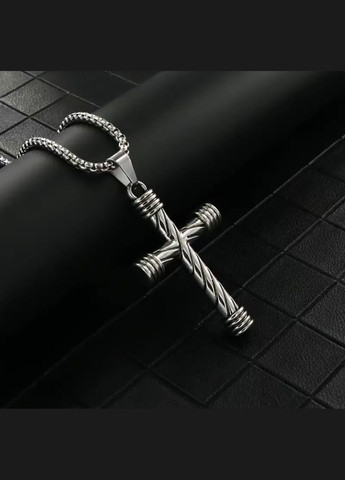 Чоловічий хрест із ланцюжком у готичному стилі з нержавіючої сталі, колір срібло No Brand (311222527)