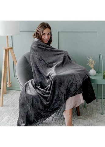 Плед фліс графіт однотонний 200 x 220 см Коричневий Love You (366288959)