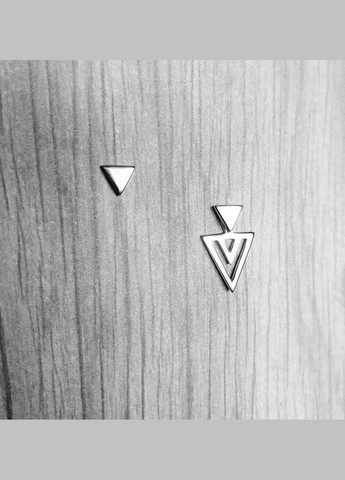 Срібні сережки трансформери два Трикутники без каменів No Brand (333705376)