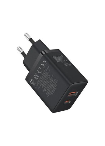 Зарядний пристрій (P10111404113-00) Baseus 1xUSB-C 30W + 1xUSB black (369880751)