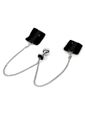 Наручники с металлической анальной пробкой Art of Sex Handcuffs with Metal Anal Plug size M Black No Brand (303882982)