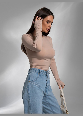 Укороченный лонгслив с вырезами для пальцев No Brand (322788437)