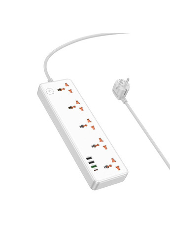 Мережевий подовжувач AC14A Rico 5-position socket(PD30W/1C3A) White Hoco (335807135)