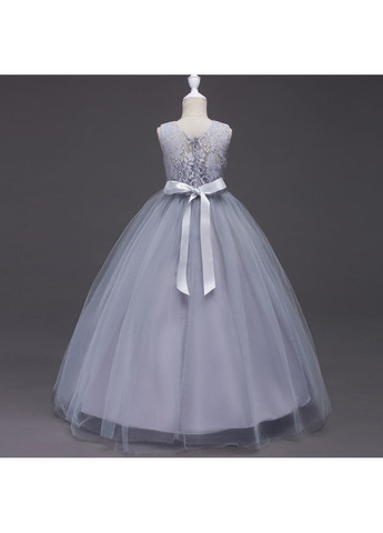 Серое нарядное платье для девочки с кружевным лифом и пышной фатиновой юбкой диана, серый No Brand (373685820)