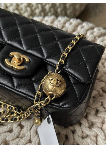 Шкіряна жіноча сумка Chanel Classic 1.55 Small Single Flap Black/Gold класична Шанель чорна на плече No Brand (367610513)