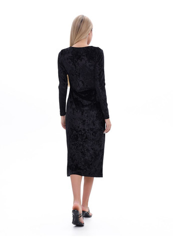 Чорна ділова, повсякденний, кежуал, вечірня сукня оксамитова приталеного силуету довга силуетна German Volf однотонна