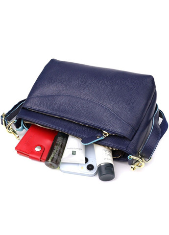 Елегантна жіноча шкіряна сумка з жорстким дном 22986 Синій Vintage (356452070)