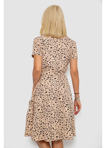 Бежевое платье софт с принтом,, 230r0032-4 Ager