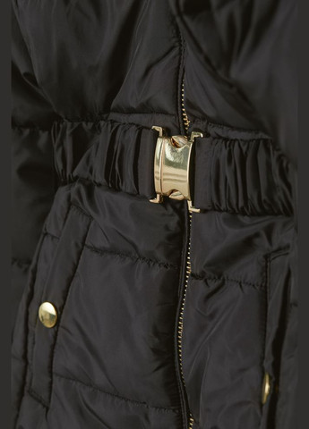 Чорна демісезонна зимова куртка на плюшевій підкладці для дівчинки 0649510001 чорний H&M