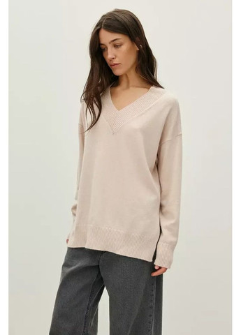 Коричневий светр жіночий v-виріз mkrm4297 Rica Mare