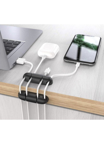 Органайзер для кабеля фиксатор клипса-держатель на 4 провода самоклеющийся 3M 1 шт Черный Lencent (356680662)