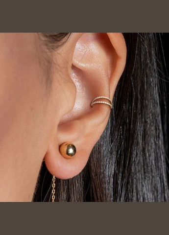 Кільце клікер з титану з фіанітами RHT73-1608-GDC сережки для пірсингу носа, вуха, брови (1.2 мм, 8 мм) Spikes (333342342)