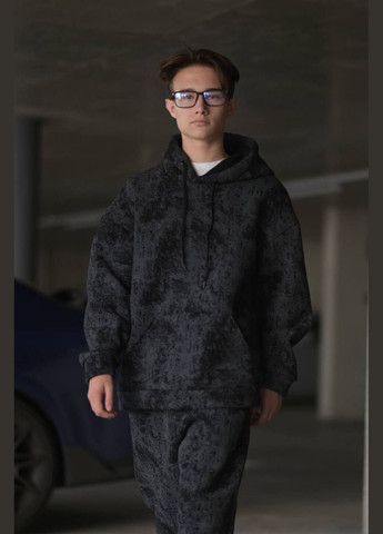 Черный зимний костюм теплый оверсайз popluzhnaya