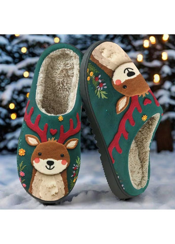 Тапочки домашние теплые Олени Санта Клауса No Brand (371996746)