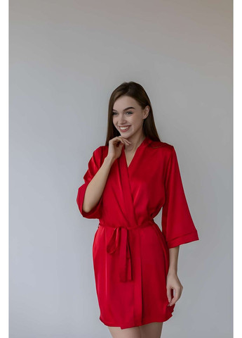 Женский зеленый шелковый короткий халат, изумрудный халатик шелк. Україна (371372773)