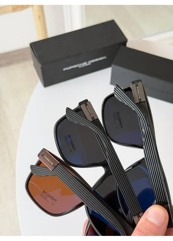 Мужские очки Porsche Design с пластиковой оправой. Солнцезащитные очки на среднее лицо с поляризацией. Темно-серый No Brand (388580448)