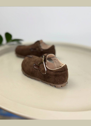 Коричневые туфли детские коричневые 1507 на липучке No Brand