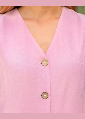 Жіночий брючний костюм, жилет та штани льон Світло-рожевий Maybel (297589633)