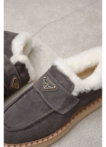 Hengji Женские зимние лоферы из натуральной тёмно-серой замши с мехом внутри, удобная тёплая обувь на каждый день лоферы темно-серый з натуральная замша, китай — зима (363058316)