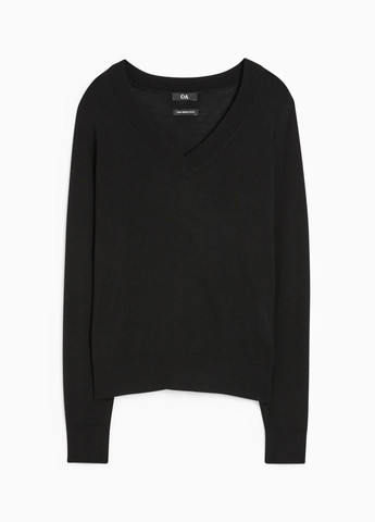 Черный демисезонный пуловер из шерсти C&A