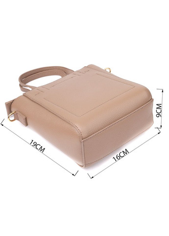 Стильна сумка жіноча з натуральної шкіри у формі трапеції 22918 Бежевий Vintage (361679971)