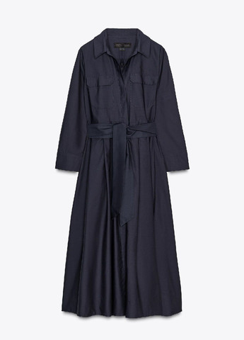 Темно-синее платье Zara однотонное