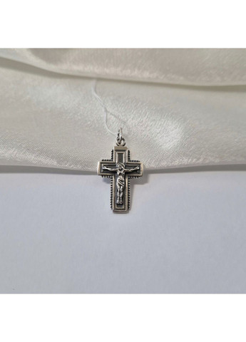 Срібний прямий хрест із розп'яттям срібло 925 проби Чорнене 3130хр 2.10г Nobrand (363969150)