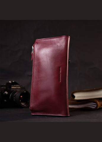 Жіночий гаманець із монетницею зовні з натуральної шкіри 11647 Бордовий Grande Pelle (306881954)