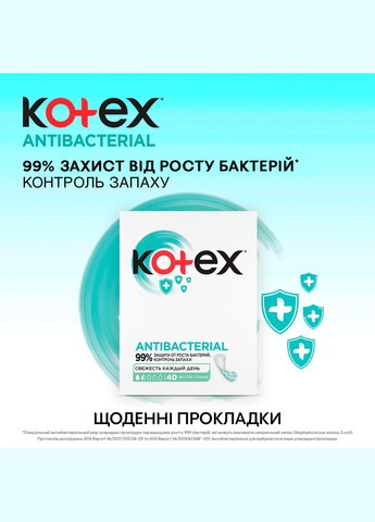 Прокладка ежедневная Antibacterial Extra Thin, 40 шт. Kotex (331790352)