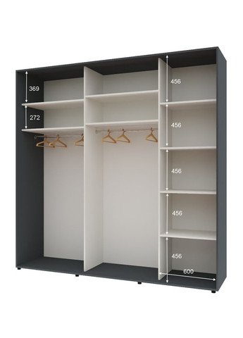 Шафа-купе тридверна 230*60*240 см Графіт 3 двері ДСП Стандарт Комфорт Меблі (360474466)