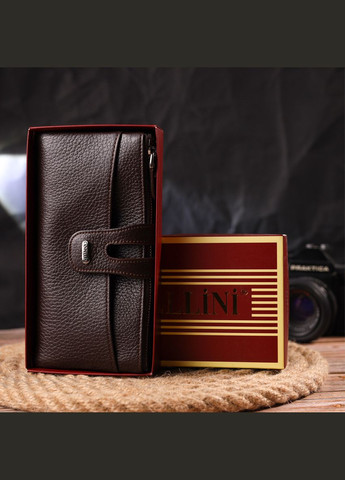 Жіночий гаманець із натуральної зернистої шкіри з монетницею 21632 Коричневий Canpellini (306881629)