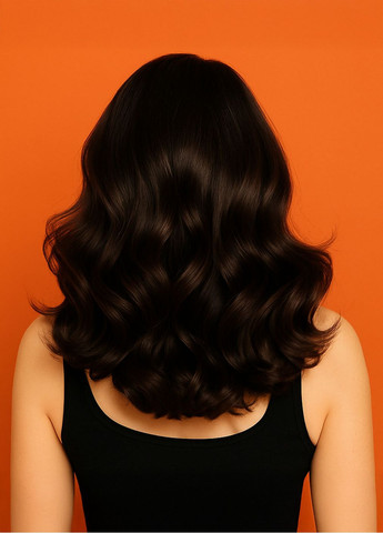 Перука хвиляста брюнетка без чубчика 45 см Чорна No Brand (366888005)