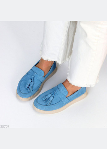 Голубые лоферы No Brand