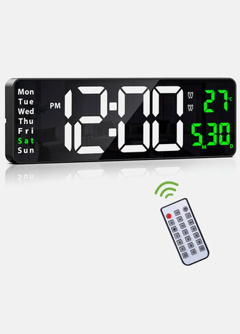 Настенные LED часы с календарем и термометром Black No Brand (286421371)