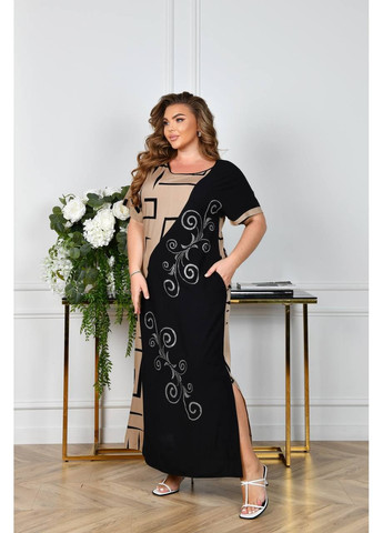 Кофейное платье штапель длинное с размером Україна