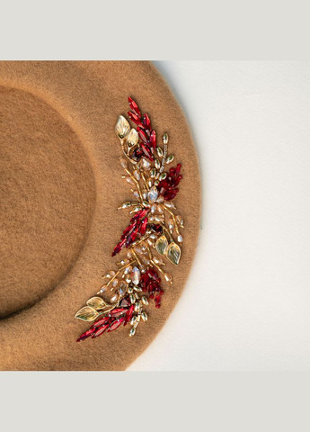 Берет из 100% шерсти, вышивка ручной работы, берет осень-зима темно-бежевого цвета Ksenija Vitali (306559661)