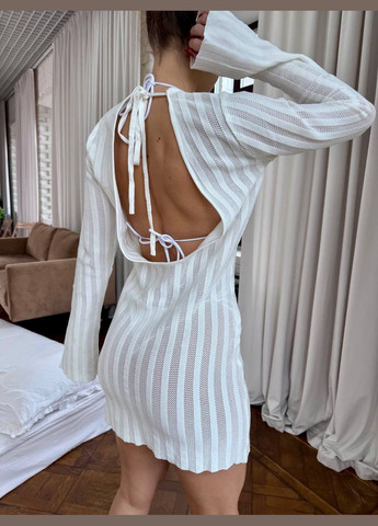 Коротка жіноча сітчаста літня сукня туніка MOONLASE молочна No Brand (332813675)