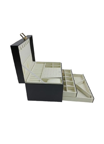 Скринька бокс кейс з рельєфним візерунком на кришці ключем для зберігання прикрас з екошкіри 23х13.5х17 см (481007-Prob) Чорна Unbranded (350752236)